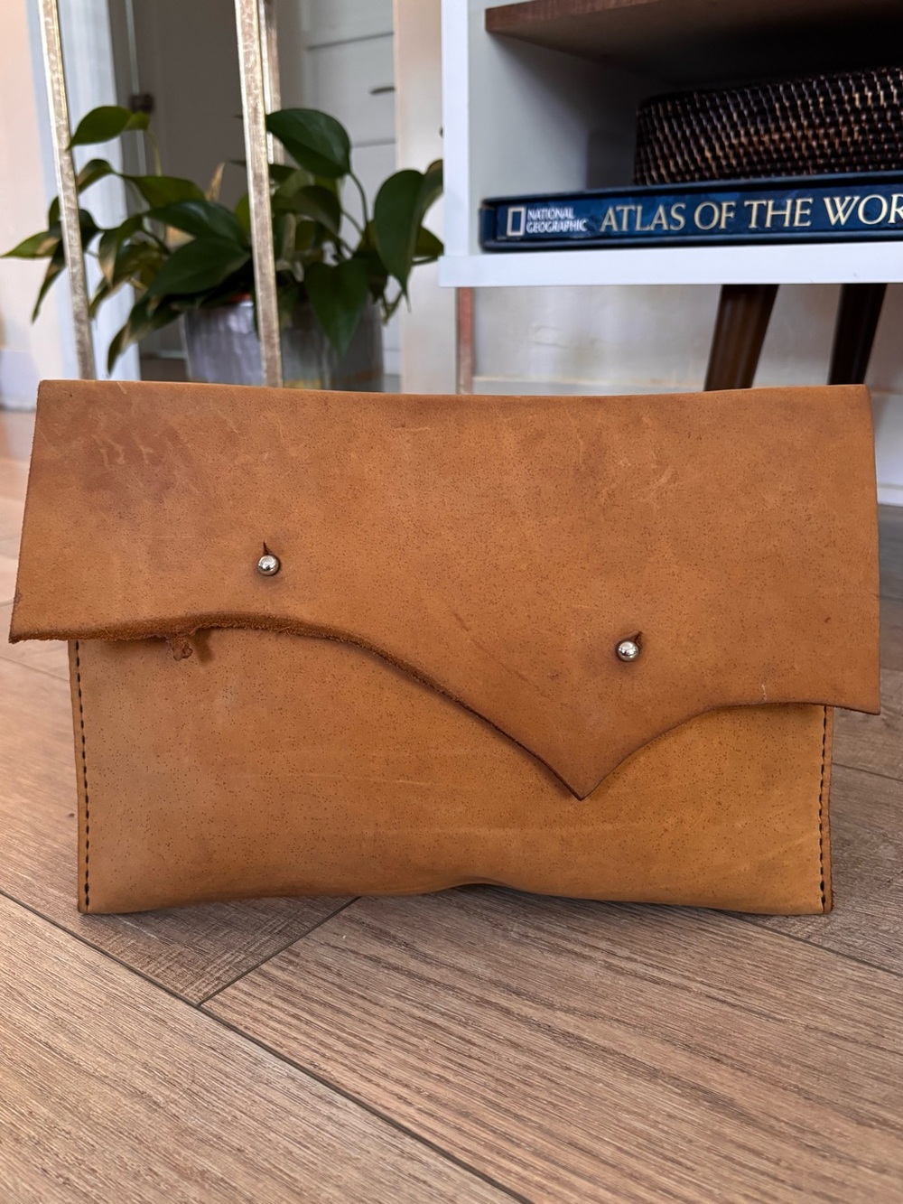 Brown Leather Clutch
